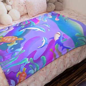 LFMU Dolphin Fleece Blanket for Bed - 50" X 60" Dolphin Fleece Throw Blanket for Women, Men and Kids, Dolphin Gifts Super Soft Plush Dolphin Blanket