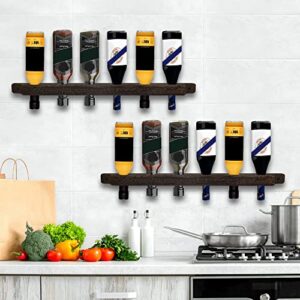 2 Pcs Wine Rack Wall Mounted, Wooden Wall Wine Rack for 12 Wine Bottles, Wine Holder Wall Mounted Wine Bottle Racks for Kitchen, Dining Room, Bar