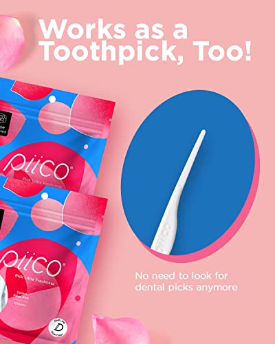 Piico Rose Floss Picks with Xylitol, 100 Counts, Unbreakable and Shred-Resistant Flossers for Adults, Resealable Pack, Long-Lasting Unique Flavored Dental Floss Picks, Doubles as Portable Dental Picks