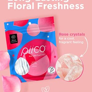 Piico Rose Floss Picks with Xylitol, 100 Counts, Unbreakable and Shred-Resistant Flossers for Adults, Resealable Pack, Long-Lasting Unique Flavored Dental Floss Picks, Doubles as Portable Dental Picks