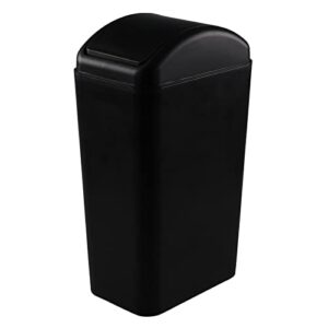morcte plastic garbage can with swing lid, black swing top trash can, 3.5 gallon