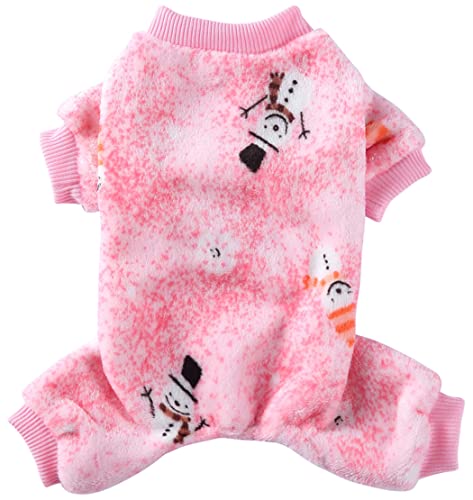 XIAOYU Christmas Pet Clothes Snowflake Pattern Warm Dog Pajamas Cat Jumpsuits Puppy Apparel, Pink, XL