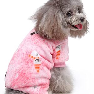 XIAOYU Christmas Pet Clothes Snowflake Pattern Warm Dog Pajamas Cat Jumpsuits Puppy Apparel, Pink, XL