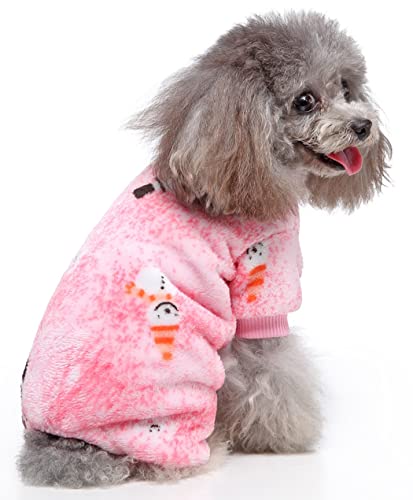 XIAOYU Christmas Pet Clothes Snowflake Pattern Warm Dog Pajamas Cat Jumpsuits Puppy Apparel, Pink, XL