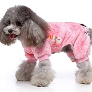 XIAOYU Christmas Pet Clothes Snowflake Pattern Warm Dog Pajamas Cat Jumpsuits Puppy Apparel, Pink, XL