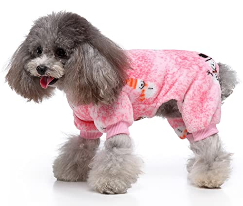 XIAOYU Christmas Pet Clothes Snowflake Pattern Warm Dog Pajamas Cat Jumpsuits Puppy Apparel, Pink, XL