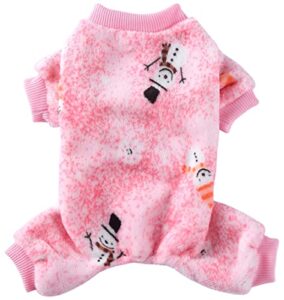 xiaoyu christmas pet clothes snowflake pattern warm dog pajamas cat jumpsuits puppy apparel, pink, m