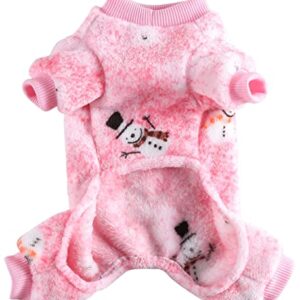 XIAOYU Christmas Pet Clothes Snowflake Pattern Warm Dog Pajamas Cat Jumpsuits Puppy Apparel, Pink, M