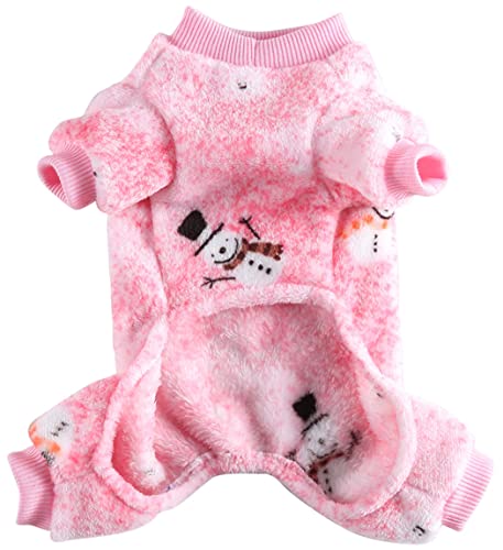 XIAOYU Christmas Pet Clothes Snowflake Pattern Warm Dog Pajamas Cat Jumpsuits Puppy Apparel, Pink, M