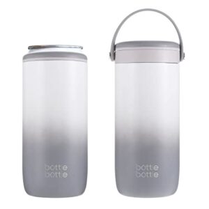 bottle bottle can cooler 4-in-1 coffee tumbler for 12 oz beer double wall vacuum insulated drink holder keep your beverages cold (white gray)