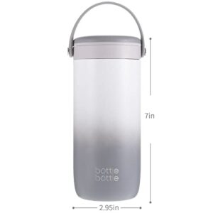 BOTTLE BOTTLE Can Cooler 4-in-1 Coffee Tumbler for 12 oz Beer Double Wall Vacuum Insulated Drink Holder Keep Your Beverages Cold (white gray)