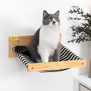 coziwow cat hammock wall mounted large cats shelf - modern beds and perches - premium kitty furniture for sleeping, playing, climbing, and lounging - easily holds up to 22 lbs, black stripe