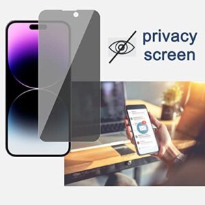 Ailun 2Pack Privacy Screen Protector for iPhone 14 Pro Max[6.7 inch] + 2 Pack Camera Lens Protector, Sensor Protection, Dynamic Island Compatible, Anti Spy Private Tempered Glass Film, Case Friendly, [9H Hardness] - HD [Black] [4 Pack]