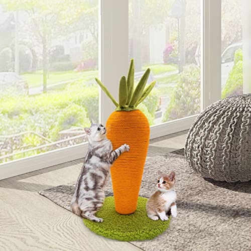 AUSCAT Cat Scratching Post, Cute Carrot Scratching Post, Nature Sisal Cat Scratcher for Indoor Cats and Kittens