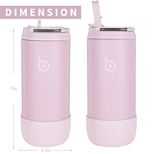 BOTTLE BOTTLE Kids Water Bottles 12 oz Kids Insulated Water Bottle with Leak Proof Lid Double Wall Vacuum Stainless Steel Water Bottle Keeps Hot and Cold for Boys Girls School Sports Travel (pink)