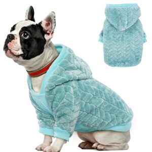 yagamii winter dog clothes fleece flannel dog hoodie warm dog coat jacket for small dogs cats puppy, dog sweater with hat and leash hole green pet clothes cold weather dog apparel