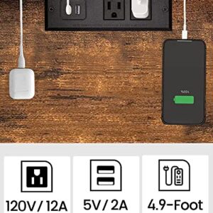 TUTOTAK End Table with Charging Station, Side Table with USB Ports and Outlets, Nightstand, 2-Tier Storage Shelf, Sofa Table for Small Space, 1 Package（2PCS） TB01BB041