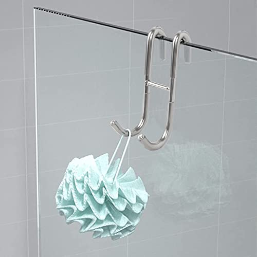 Shower Door Hooks Towel Hooks for Frameless Over The Glass Shower Door Stainless Steel Hooks for Bathroom 2 Pack Black