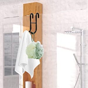 Shower Door Hooks Towel Hooks for Frameless Over The Glass Shower Door Stainless Steel Hooks for Bathroom 2 Pack Black