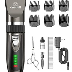 oneisall Cat Grooming Clippers for Matted Hair, 2-Speed Cat Grooming Kit Cordless Low Noise Pet Hair Clipper Trimmer for Dogs Cats Animals (Gray)