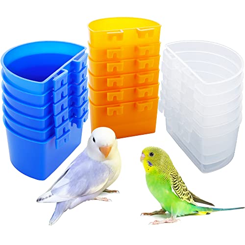 18 Pcs Bird Feed Cup Cage Food Dish Cup Plastic Feeding & Watering Supplies for Bird Pigeon Parrot Rabbit Chicken Duck Poultry Gamefowl