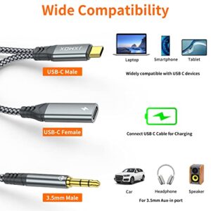 USB C to 3.5mm Audio Aux Jack Cable 4ft and Charger Adapter,2-in-1 USB C to Headphone Car Stereo Cord with PD 60W Fast Charging,for Samsung Galaxy S20 S21 S22 S23,Note 20 10 Ultra,Pixel 3 4,iPad Pro