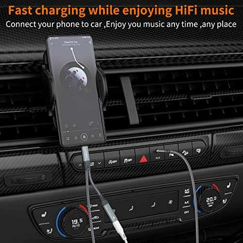 USB C to 3.5mm Audio Aux Jack Cable 4ft and Charger Adapter,2-in-1 USB C to Headphone Car Stereo Cord with PD 60W Fast Charging,for Samsung Galaxy S20 S21 S22 S23,Note 20 10 Ultra,Pixel 3 4,iPad Pro