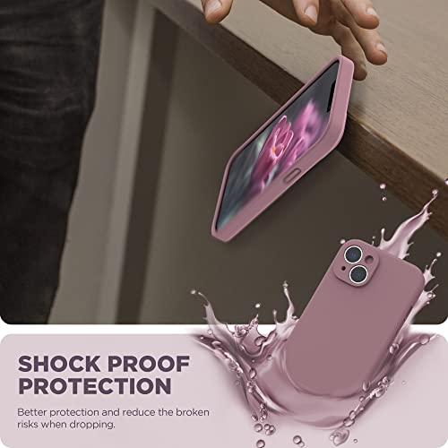 SURPHY Compatible with iPhone 14 Case with Screen Protector (Camera Protection + Soft Microfiber Lining) Liquid Silicone Phone Case 6.1 inch 2022, Lilac Purple