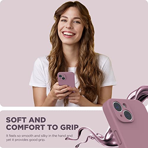 SURPHY Compatible with iPhone 14 Case with Screen Protector (Camera Protection + Soft Microfiber Lining) Liquid Silicone Phone Case 6.1 inch 2022, Lilac Purple