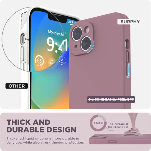 SURPHY Compatible with iPhone 14 Case with Screen Protector (Camera Protection + Soft Microfiber Lining) Liquid Silicone Phone Case 6.1 inch 2022, Lilac Purple