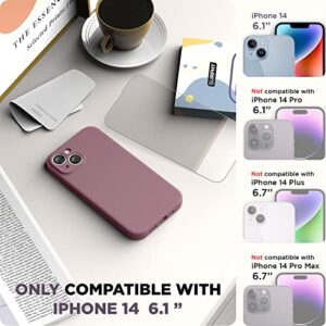 SURPHY Compatible with iPhone 14 Case with Screen Protector (Camera Protection + Soft Microfiber Lining) Liquid Silicone Phone Case 6.1 inch 2022, Lilac Purple