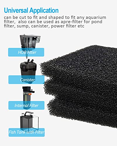 Duedusto Aquarium Filter Pad Media, Bio Sponge Pad Coarse, Cut to Fit Any Aquarium Filter, 3 Pieces