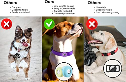 PANZZDA Airtag Dog Collar Holder [2 Pack] Silicone Air Tag Cat Collar Cover, Anti-Lost Locator Protective Case for Apple Airtags Compatible with Pet Collars Loop Dogs Cats & Pets Accessories