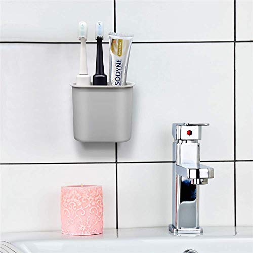 MINALCE Toothbrush Holder Hole Free Wall Mounted Toothpaste Remote Control Storage Organizer for Bathroom Livingroom