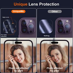 UniqueMe [3 Pack Compatible for iPhone 14 Pro Max/iPhone 14 Pro Camera Lens Protector Tempered Glass,[Case Friendly][Scratch-Resistant][Night Shooting Mode] - Clear