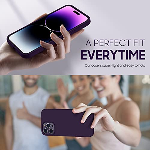 Uyiton [5 in 1 for iPhone 14 Pro Max Case, with 2 Pack Screen Protector + 2 Pack Camera Lens Protector, Liquid Silicone [Full Body] Protection Shockproof [Drop Protection] 6.7 inches, Dark Purple