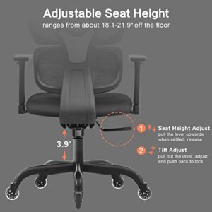 FelixKing Ergonomic Office Chair, Home Office Rolling Swivel Chair Mesh High Back Computer Chair with 3D Adjustable Armrest & Lumbar Support, Blade Wheels Desk Chair with Headrest (Black)