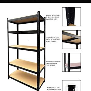 JAOSY Garage Storage Shelves Heavy Duty, Adjustable Shelves 28" Lx12 Wx59 H Shelving Unit with 5-Shelf, Racking Shelf Heavy Duty Garage Shelving Storage Shelves Black Metal Shelf