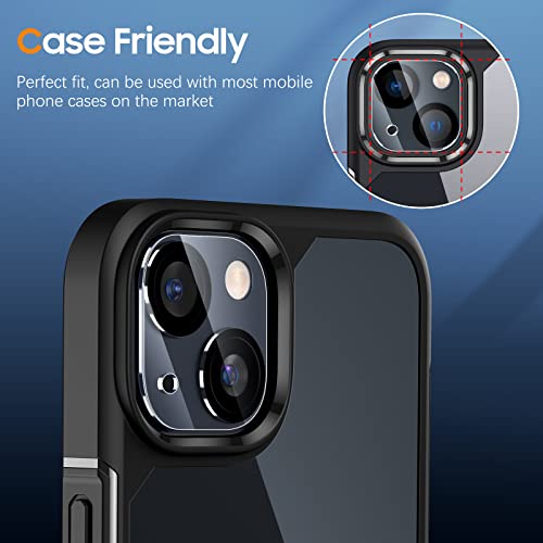 UniqueMe [3 Pack for iPhone 14 / iPhone 14 Plus Camera Lens Protector, [Not for iPhone 14 Pro/iPhone 14 Pro Max] Tempered Glass [Case Friendly][Scratch-Resistant][Night Shooting Mode]-Black