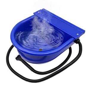muduoban water bowl heater with float valve automatic heated animal drinking water bowl large capacity for goat horse cattle pig sheep pet dog (blue)