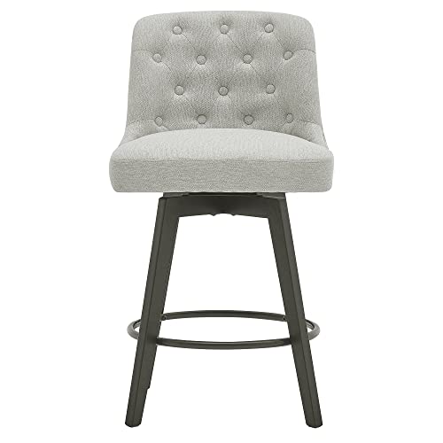 MINCETA Counter Stool,26" 360 Free Swivel Upholstered Bar Stool with Back-Set of 2-Performance Fabric in Beige Gray