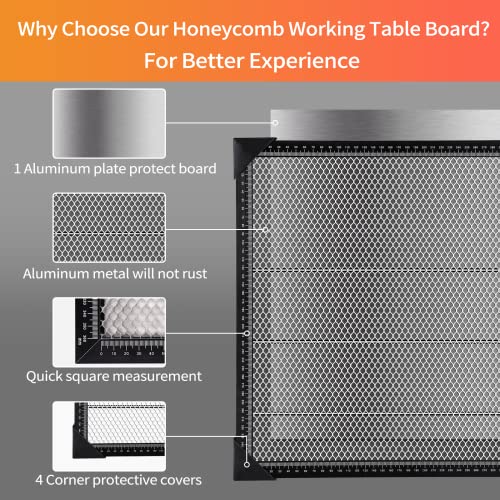 Honeycomb Laser Bed 400mm x 400mm, Laser Honeycomb Bed for Laser Cutter, Honeycomb Laser Bed Kit, Laser Engraver Honeycomb Bed with Aluminum Plate for Table-Protecting,Smooth Edge (15.7x15.7x0.86in)