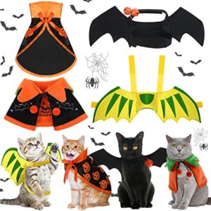4 pieces halloween costumes for cats dragon wings for cats halloween cat pet wizard costume cute cat pumpkin cape bat wings for pet dog cat cosplay holiday halloween party decor