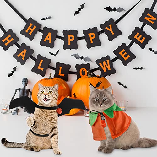 4 Pieces Halloween Costumes for Cats Dragon Wings for Cats Halloween Cat Pet Wizard Costume Cute Cat Pumpkin Cape Bat Wings for Pet Dog Cat Cosplay Holiday Halloween Party Decor