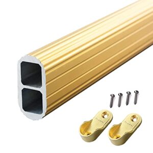 zaqycm aluminum wardrobe rod complete kit, closet bar for hanging clothes heavy duty, wall mount curtain rod for doorway/bay window/shower/closet opening (color : gold, size : 94cm/37 in)