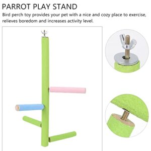 Wood Toys Perch Wood Parrot Perch Stand Paw Grinding Stick 4- Level Bird Ladder Toy Parrot Cage Accessories for Conures Cockatiels Lovebirds Small Parakeets Parrotlets Wooden Toys