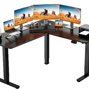 ErGear L-Shaped Electric Standing Desk, 63 inches Double Motor Height Adjustable Sit Stand up Corner Desk, Large Home Office Desk Computer Workstation, Black