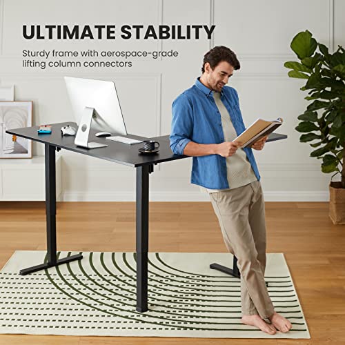 ErGear L-Shaped Electric Standing Desk, 63 inches Double Motor Height Adjustable Sit Stand up Corner Desk, Large Home Office Desk Computer Workstation, Black