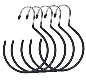 gxlqiju belt ring hanger scarf hangers,multi-use hanging hook closet organizer for belts,shawls scarves,ties,hat rack(5 pack, black)