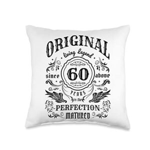 60 Years Old Vintage 60th Birthday Apparels Co. 60 Years Old Vintage 60th Birthday Throw Pillow, 16x16, Multicolor